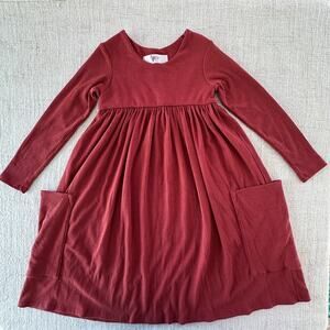 Remie Girl Warm-Red Long Sleeved Ribbed Dress VGUC 7